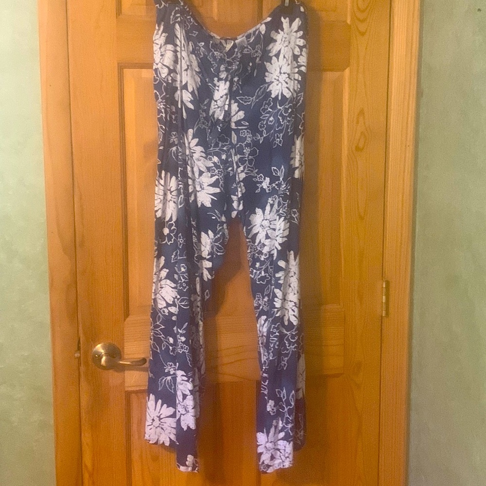 Newport News Tie Front Pants/Swim Suit Cover Up 100% Rayon Size Large